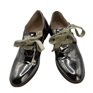Midnight Velvet Classy Sneakers Silver Chrome   Velvet Ribbon Ties Sz 8M